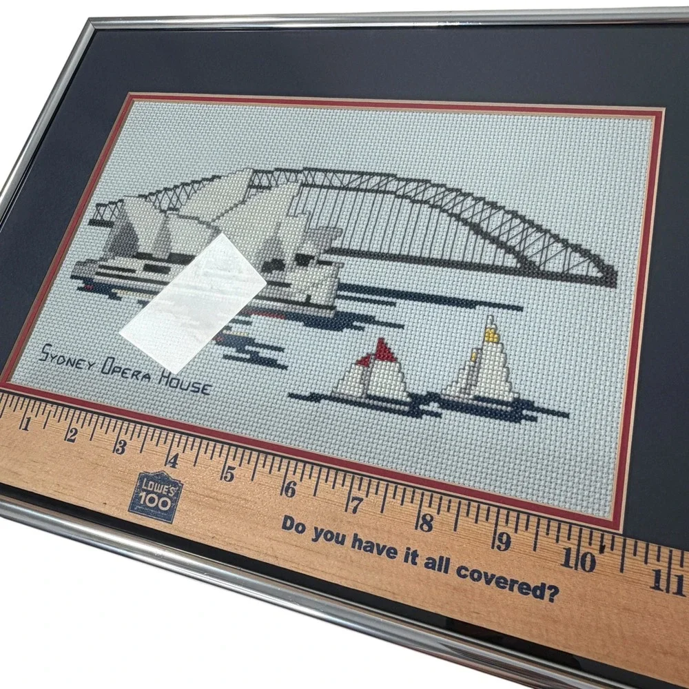 Sydney Opera House Harbour Bridge Framed Cross Stitch Australia Wall Art 15x11